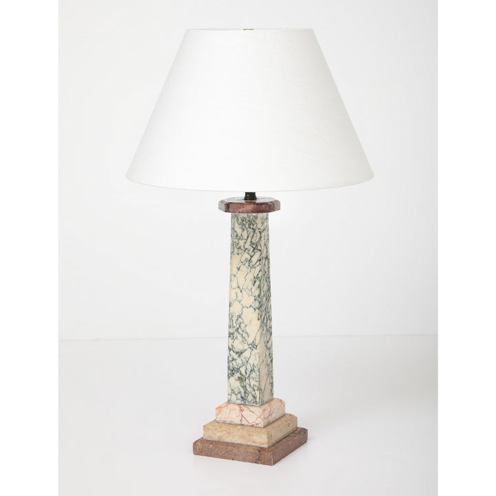 Antique Marble Lamp with Linen Shade