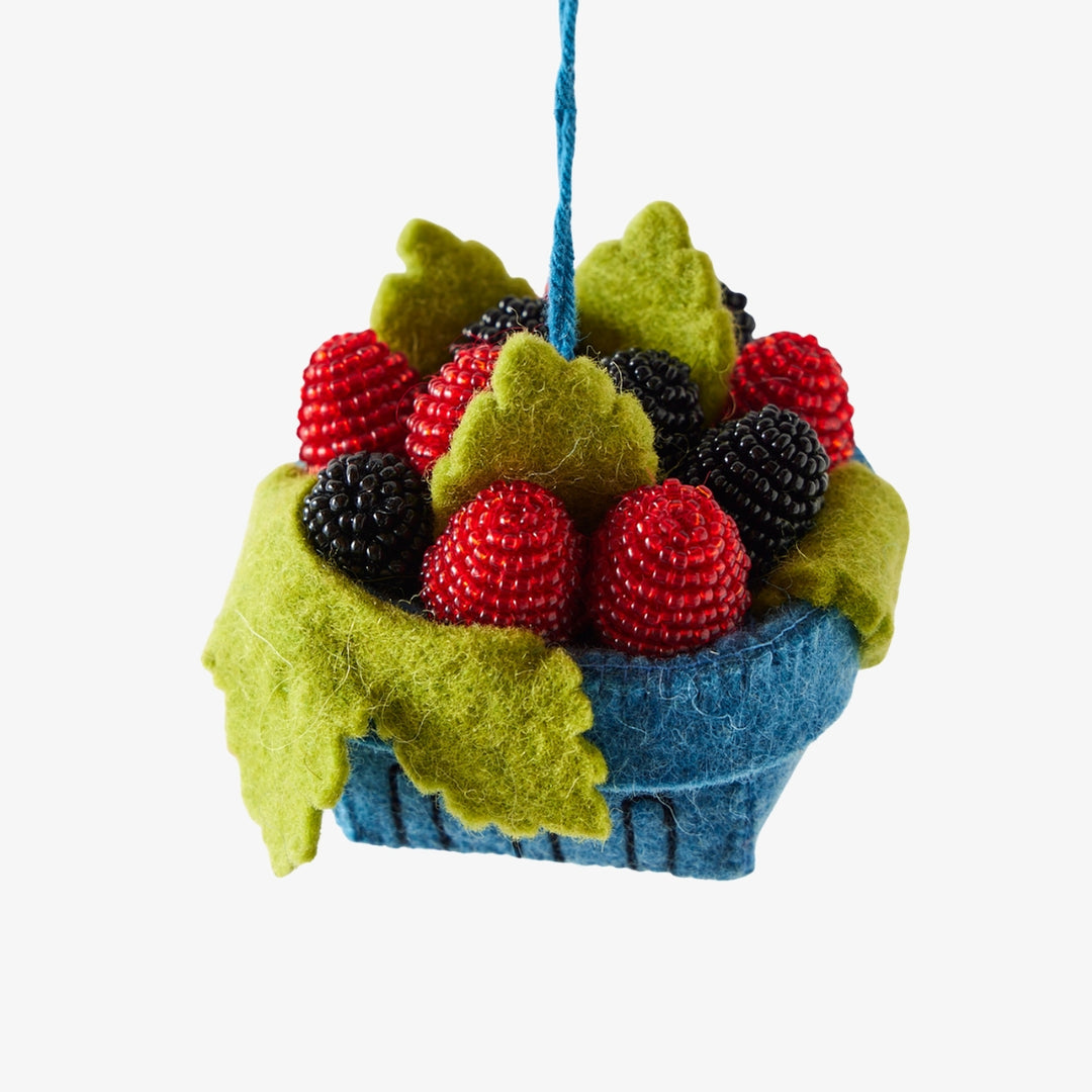 Handmade Pint of Raspberries &amp; Blackberries Ornament