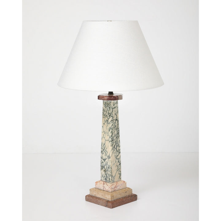 Antique Marble Lamp with Linen Shade
