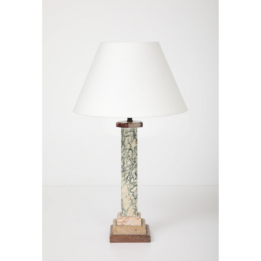 Antique Marble Lamp with Linen Shade