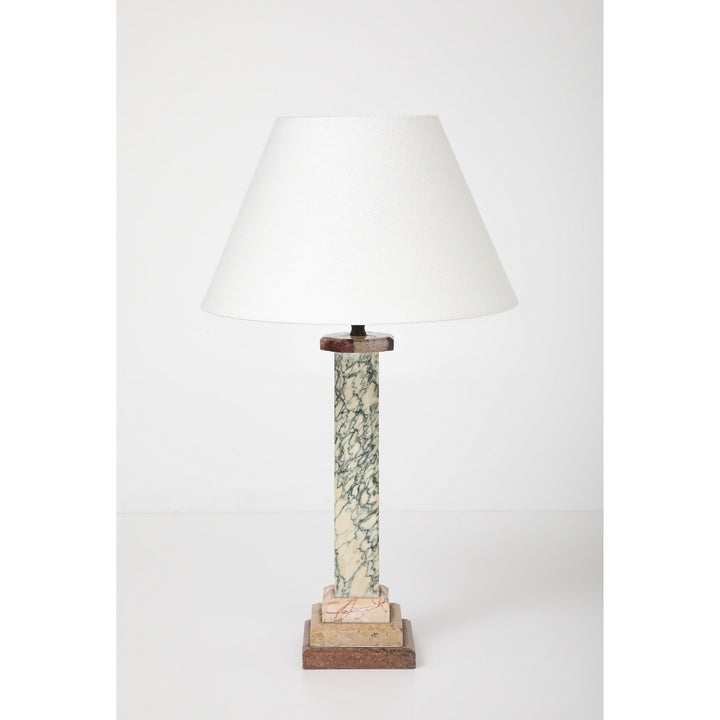 Antique Marble Lamp with Linen Shade