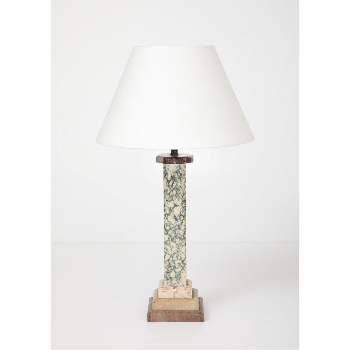 Antique Marble Lamp with Linen Shade