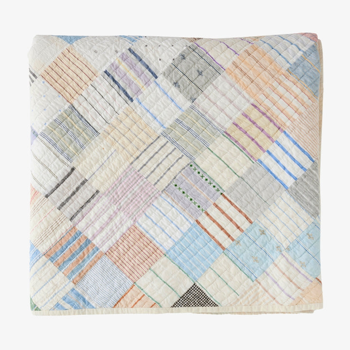One Patch Shirting Fabric Quilt, c. 1920