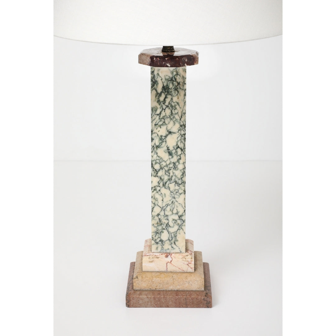 Antique Marble Lamp with Linen Shade