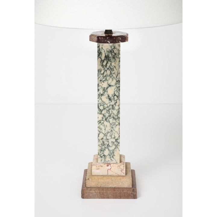 Antique Marble Lamp with Linen Shade