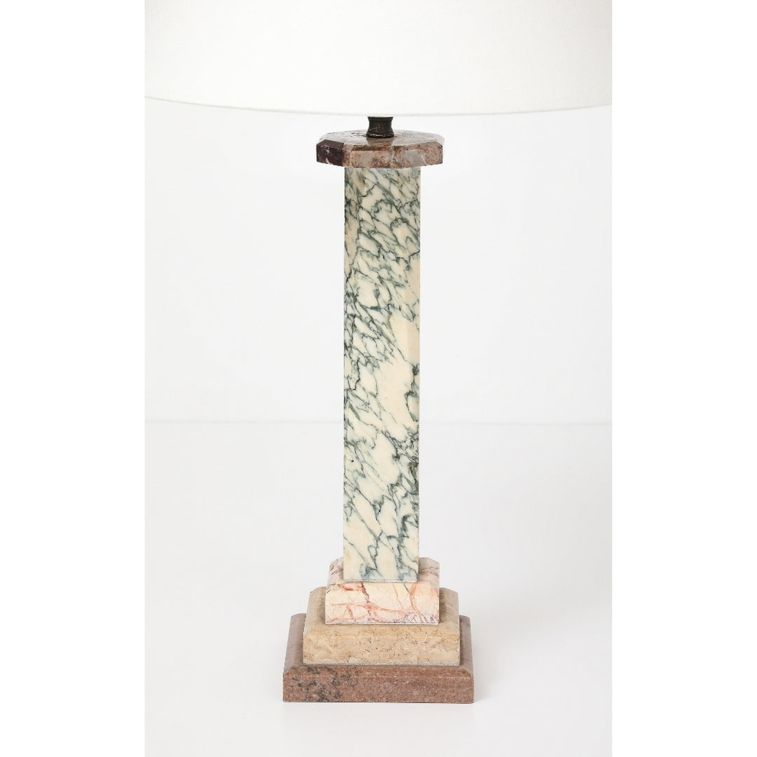 Antique Marble Lamp with Linen Shade