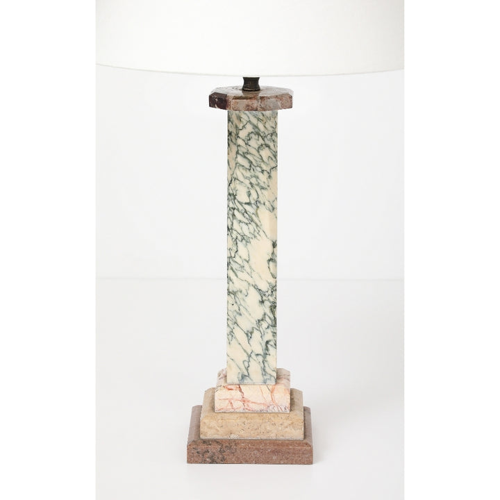 Antique Marble Lamp with Linen Shade