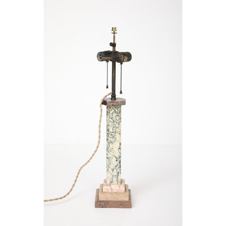 Antique Marble Lamp with Linen Shade