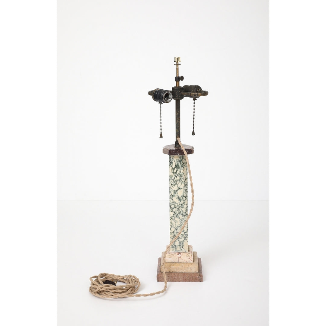 Antique Marble Lamp with Linen Shade