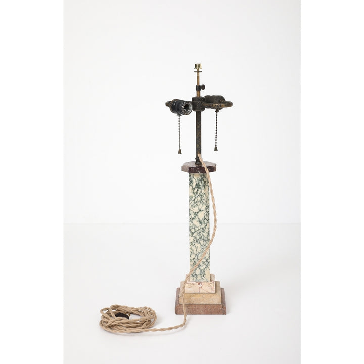 Antique Marble Lamp with Linen Shade