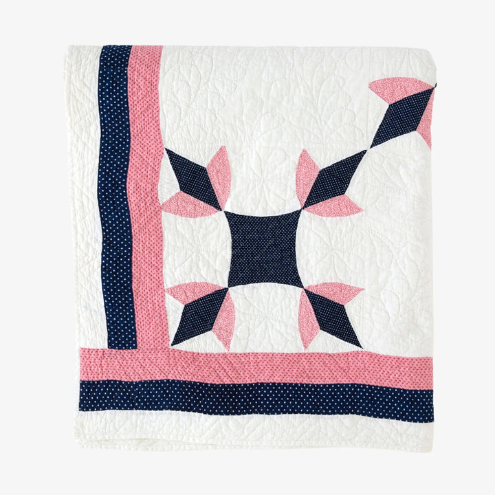 Vintage Indigo &amp; Pink Quilt