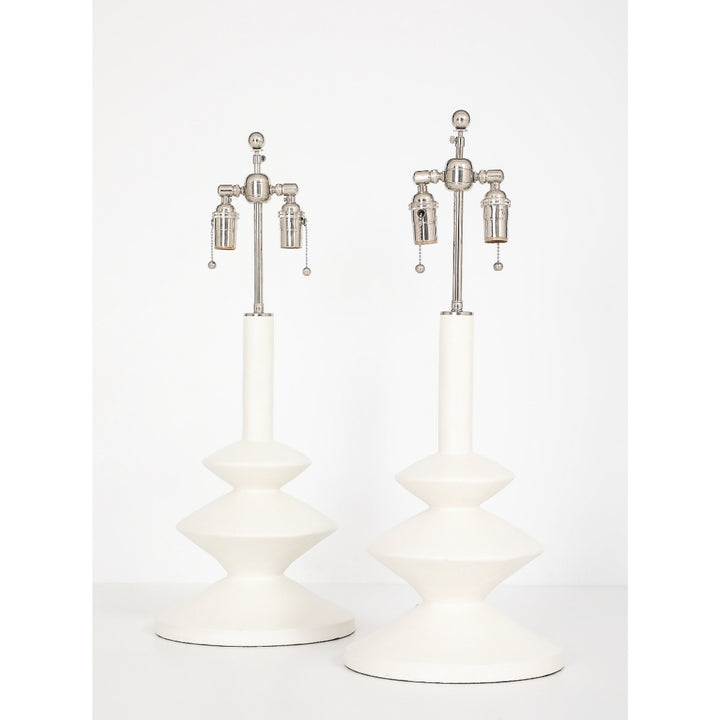 (ON HOLD) Pair of Vintage Plaster Lamps by Sirmos Lighting, After Diego Giacometti