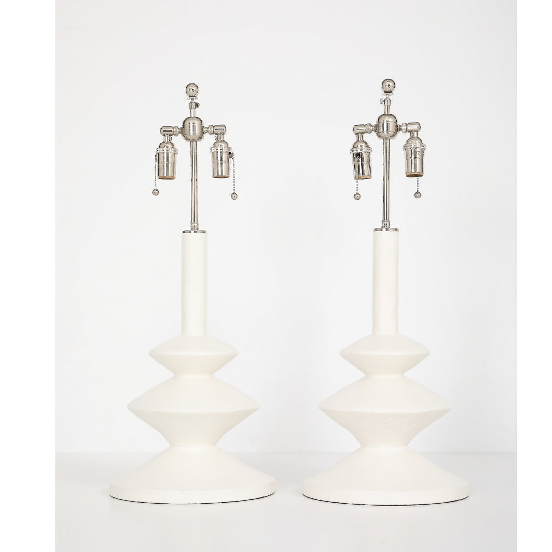 (ON HOLD) Pair of Vintage Plaster Lamps by Sirmos Lighting, After Diego Giacometti