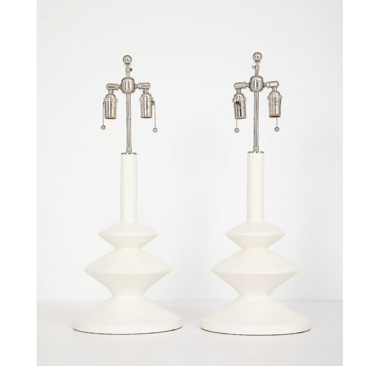 (ON HOLD) Pair of Vintage Plaster Lamps by Sirmos Lighting, After Diego Giacometti