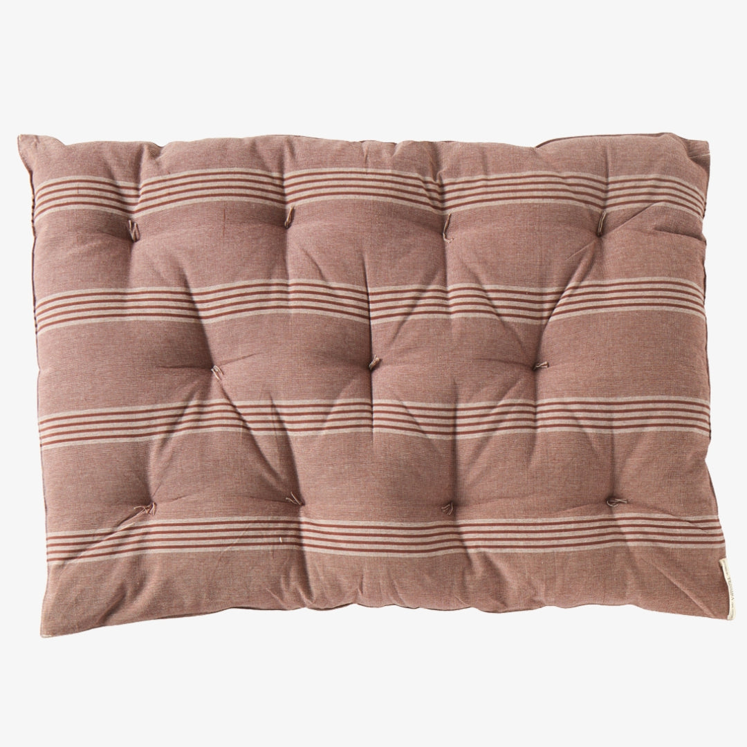 Dog Bed in Brown and White Stripe
