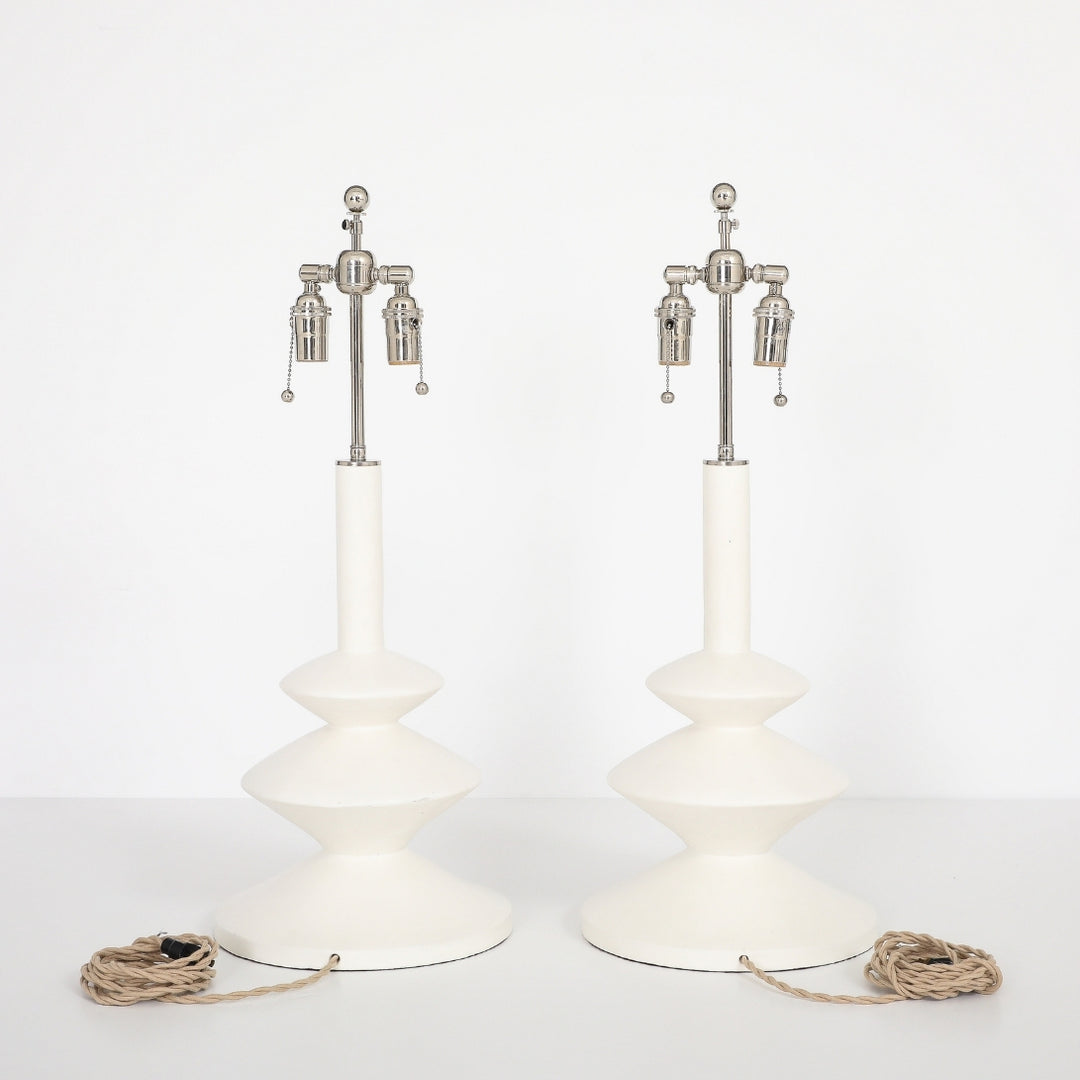 (ON HOLD) Pair of Vintage Plaster Lamps by Sirmos Lighting, After Diego Giacometti
