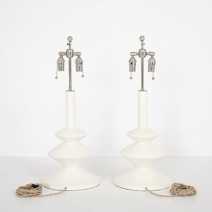 (ON HOLD) Pair of Vintage Plaster Lamps by Sirmos Lighting, After Diego Giacometti