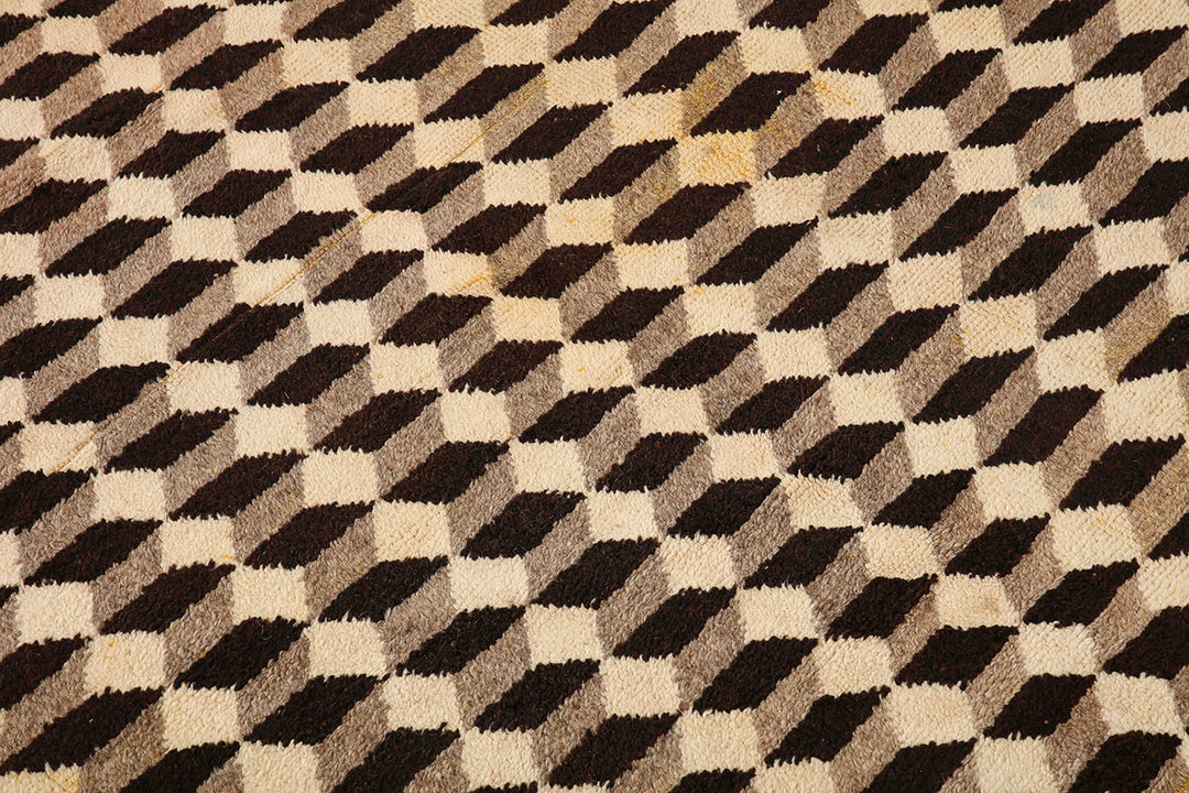Vintage Tibetan Tumbling Block Rug