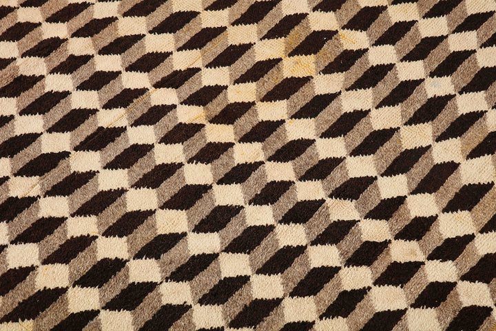 Vintage Tibetan Tumbling Block Rug