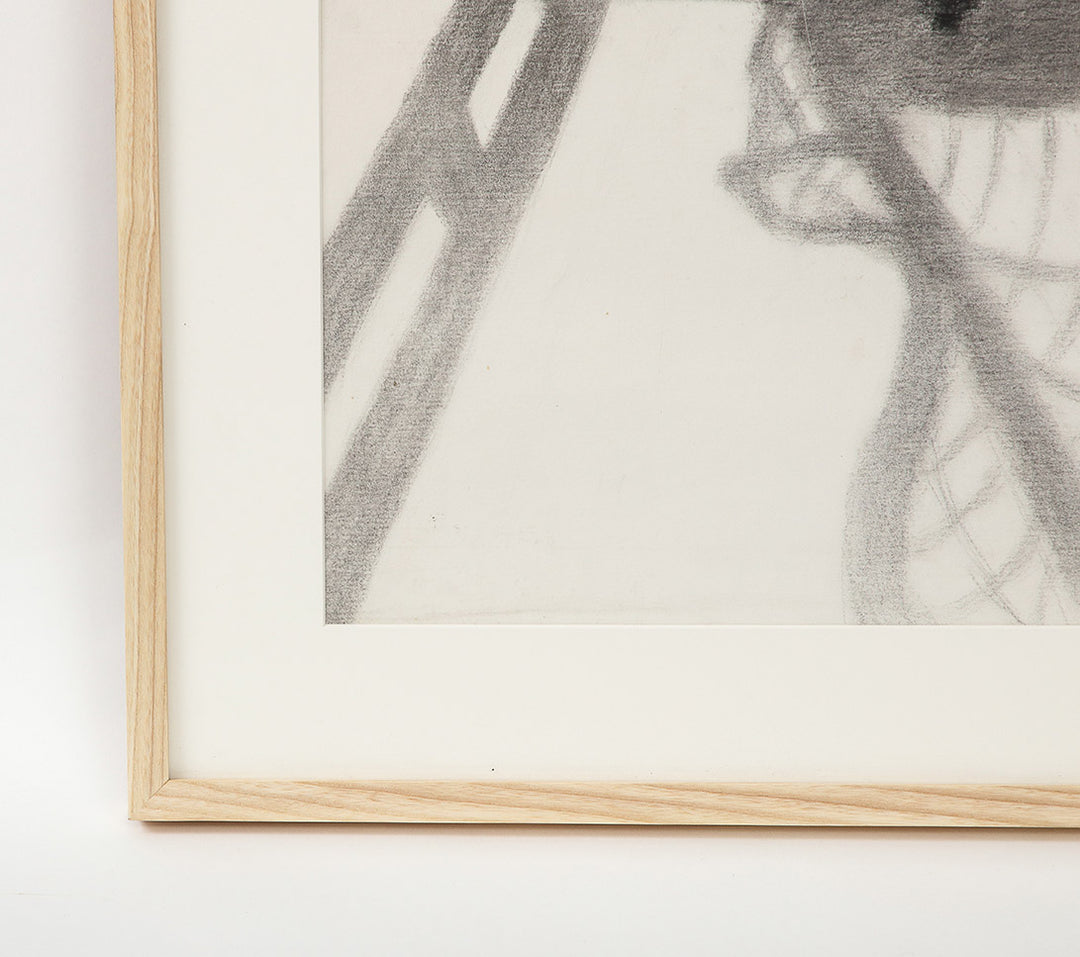 Vintage Framed Drawing of Wicker Chair, circa 1920