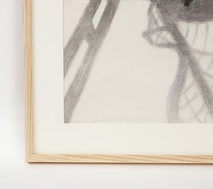 Vintage Framed Drawing of Wicker Chair, circa 1920