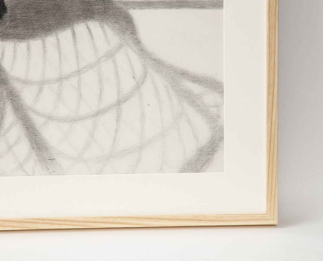 Vintage Framed Drawing of Wicker Chair, circa 1920