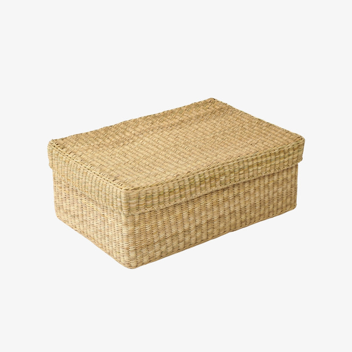 Hand Woven Lidded Storage Basket