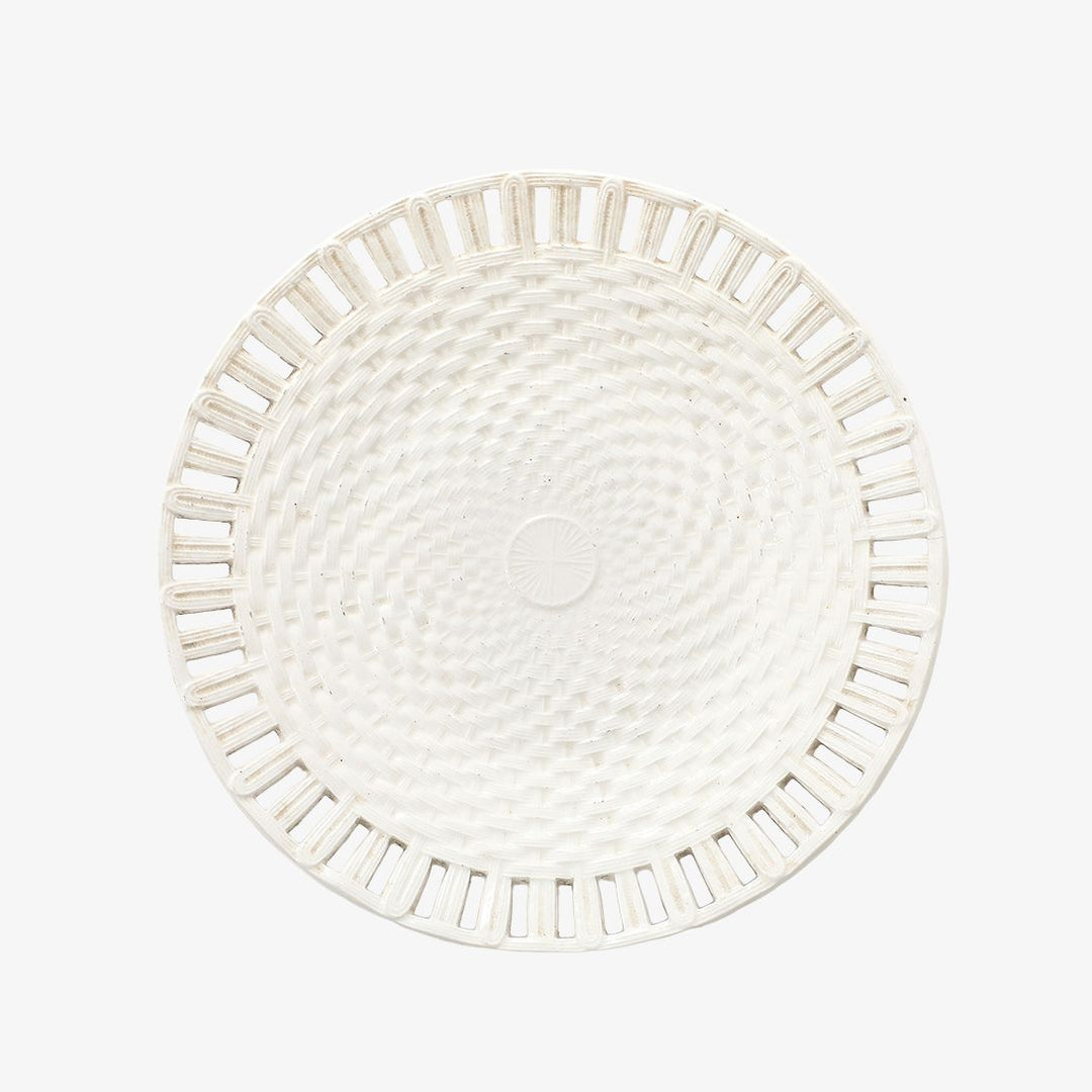 Antique Creamware Basketweave Plate