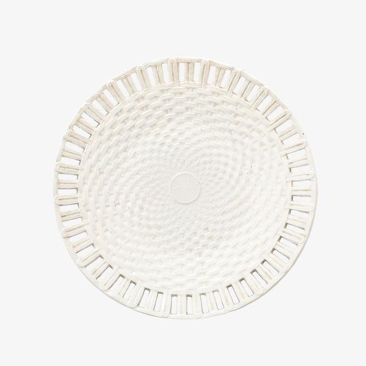 Antique Creamware Basketweave Plate