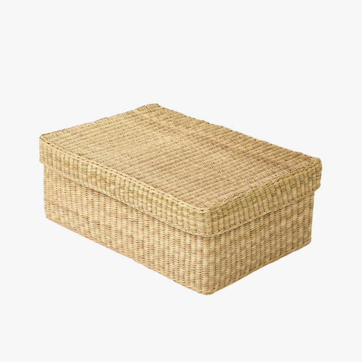 Hand Woven Lidded Storage Basket