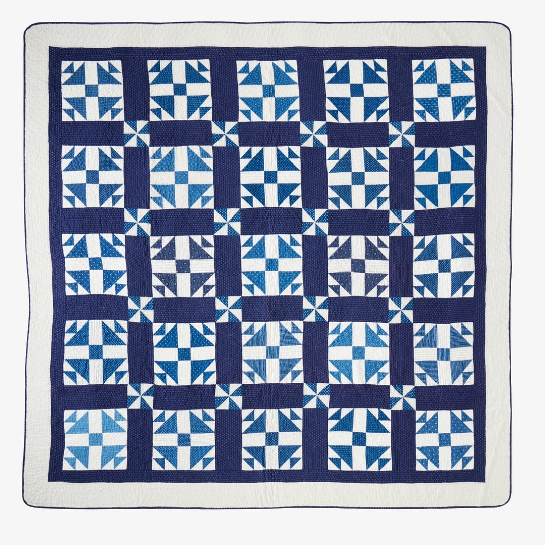 Antique Indigo Duck and Ducklings Quilt, c. 1910