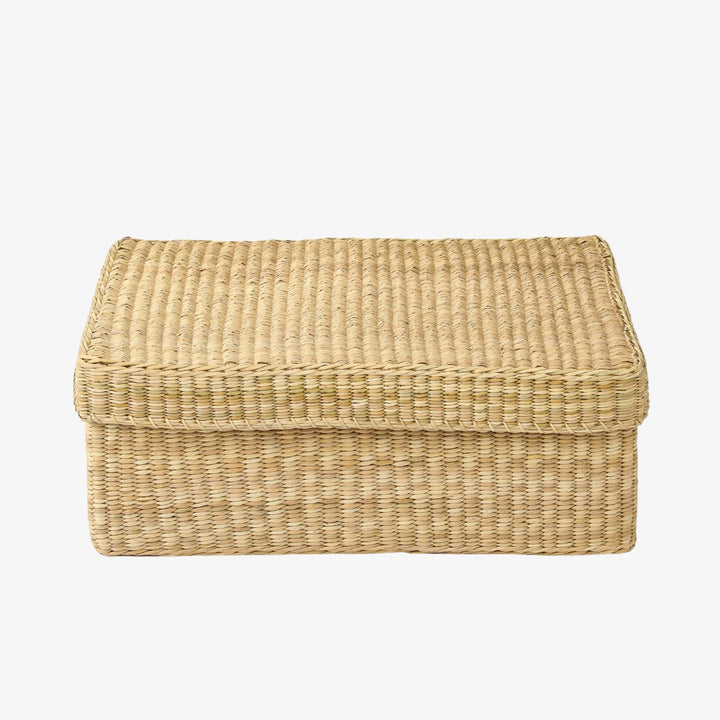 Hand Woven Lidded Storage Basket