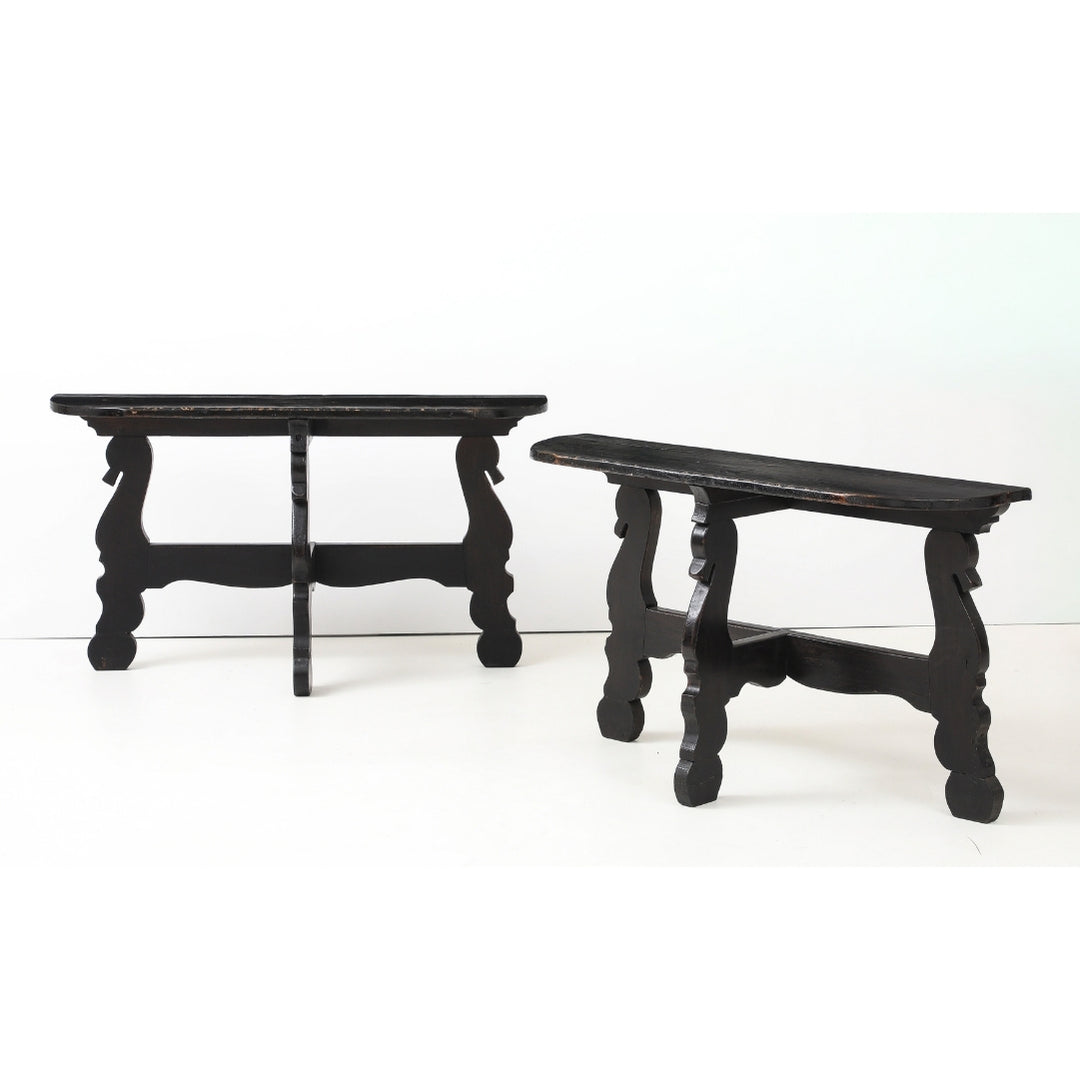 Pair of Antique French Ebony Consoles