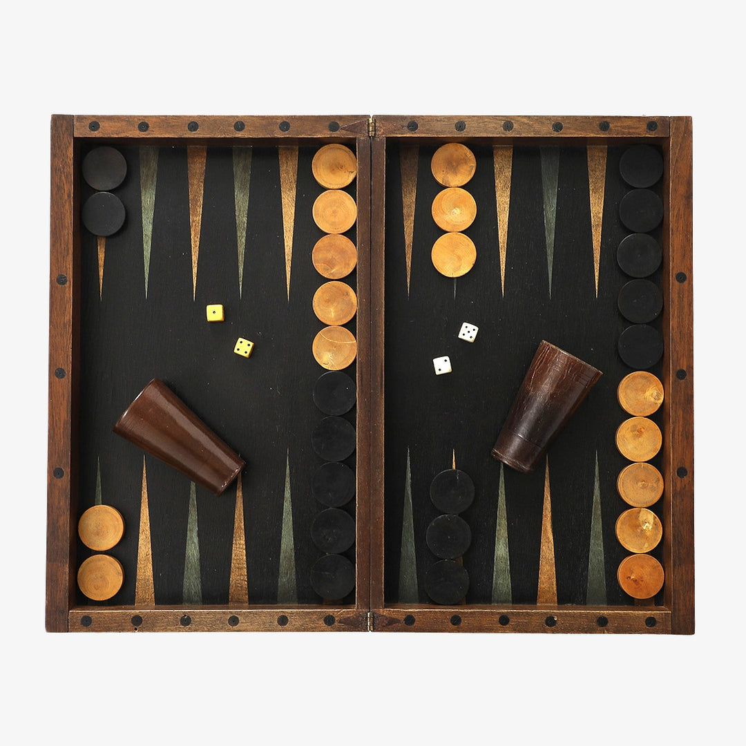 Antique French Marquetry Backgammon and Chess Set, Circa 1910