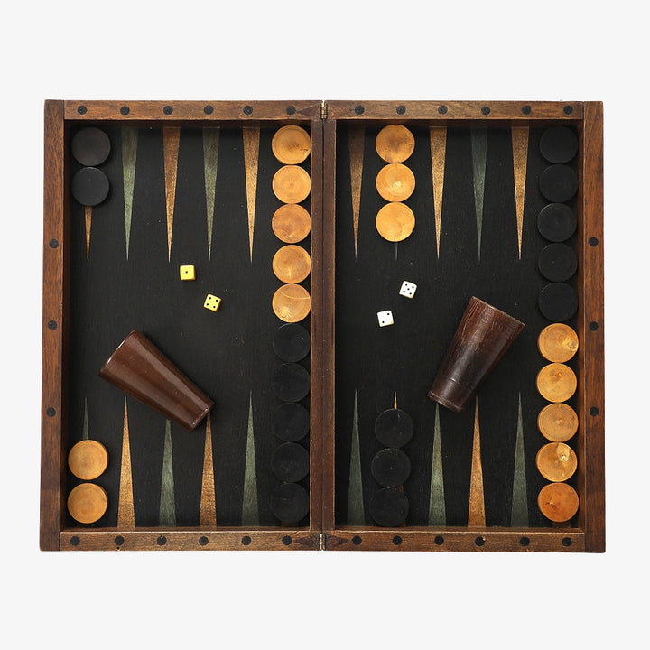 Antique French Marquetry Backgammon and Chess Set, Circa 1910
