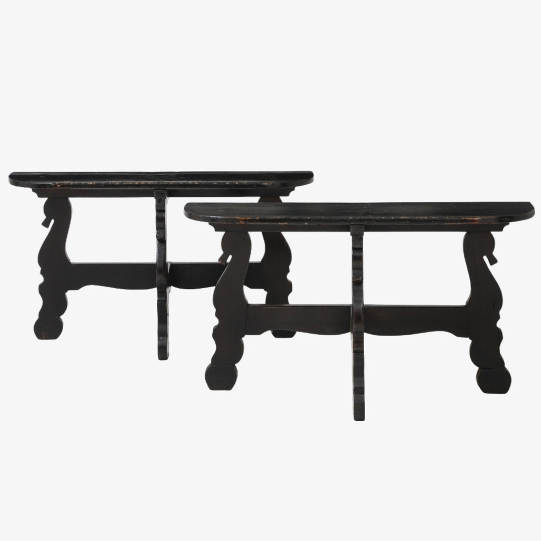 Pair of Antique French Ebony Consoles