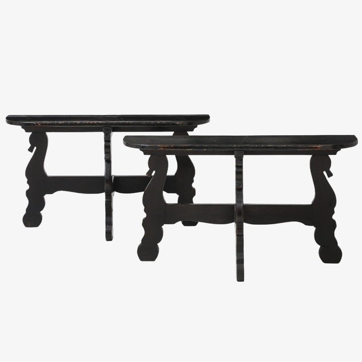 Pair of Antique French Ebony Consoles