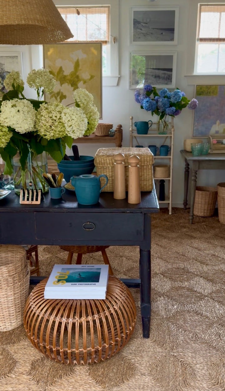Large Antique Painted Table with Drawers, France