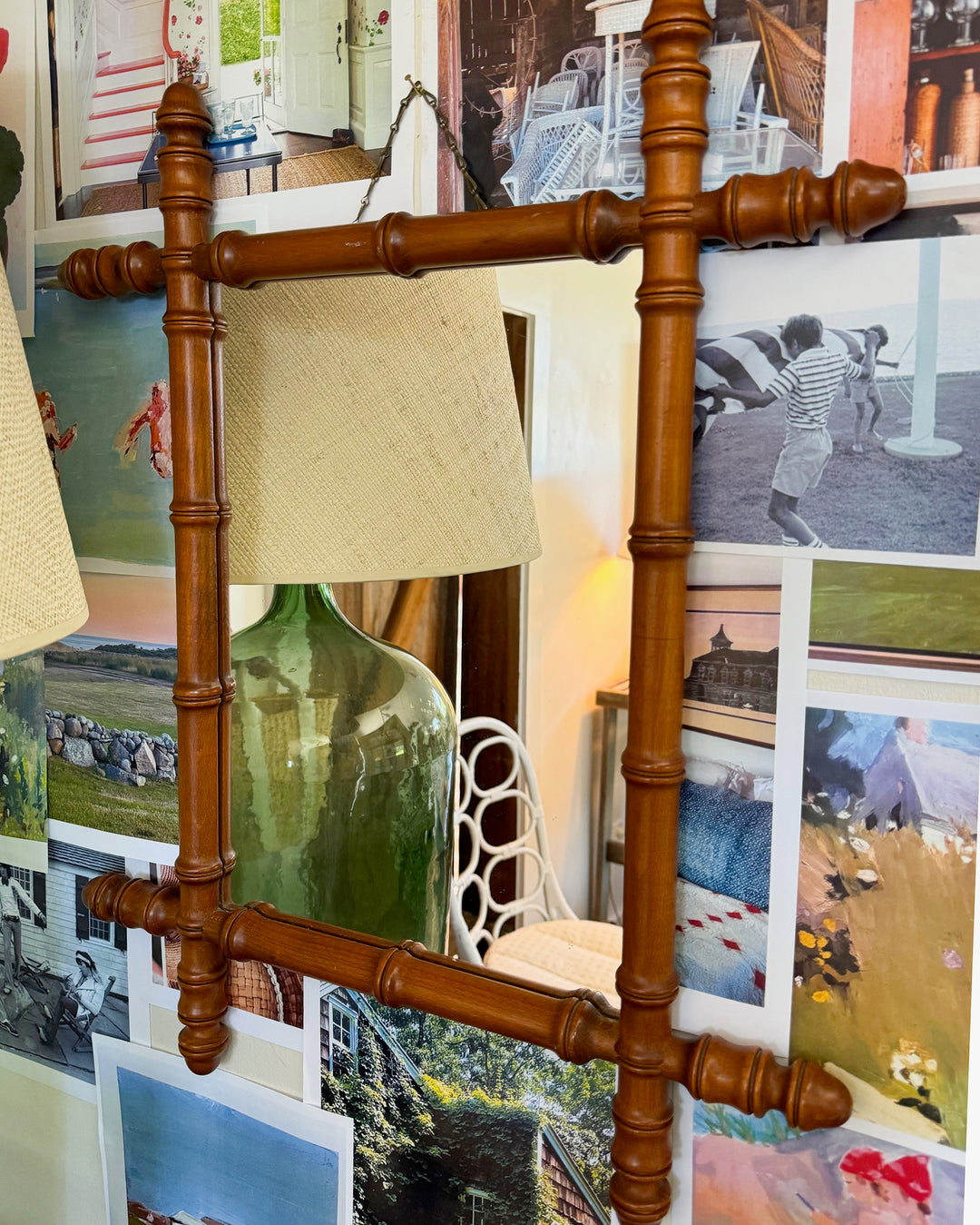 Vintage French Faux Bamboo Mirror