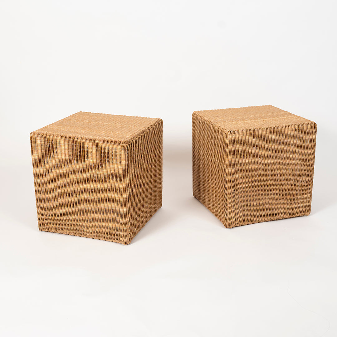 Pair of Vintage Lloyd Loom Wicker Cubes