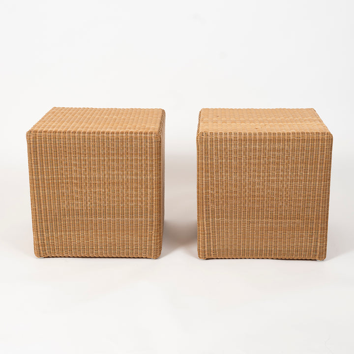 Pair of Vintage Lloyd Loom Wicker Cubes
