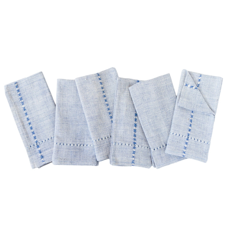Handmade Pulled Cotton Napkins, Blue