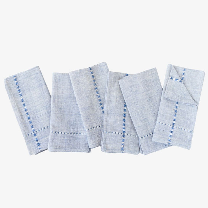 Handmade Pulled Cotton Napkins, Blue