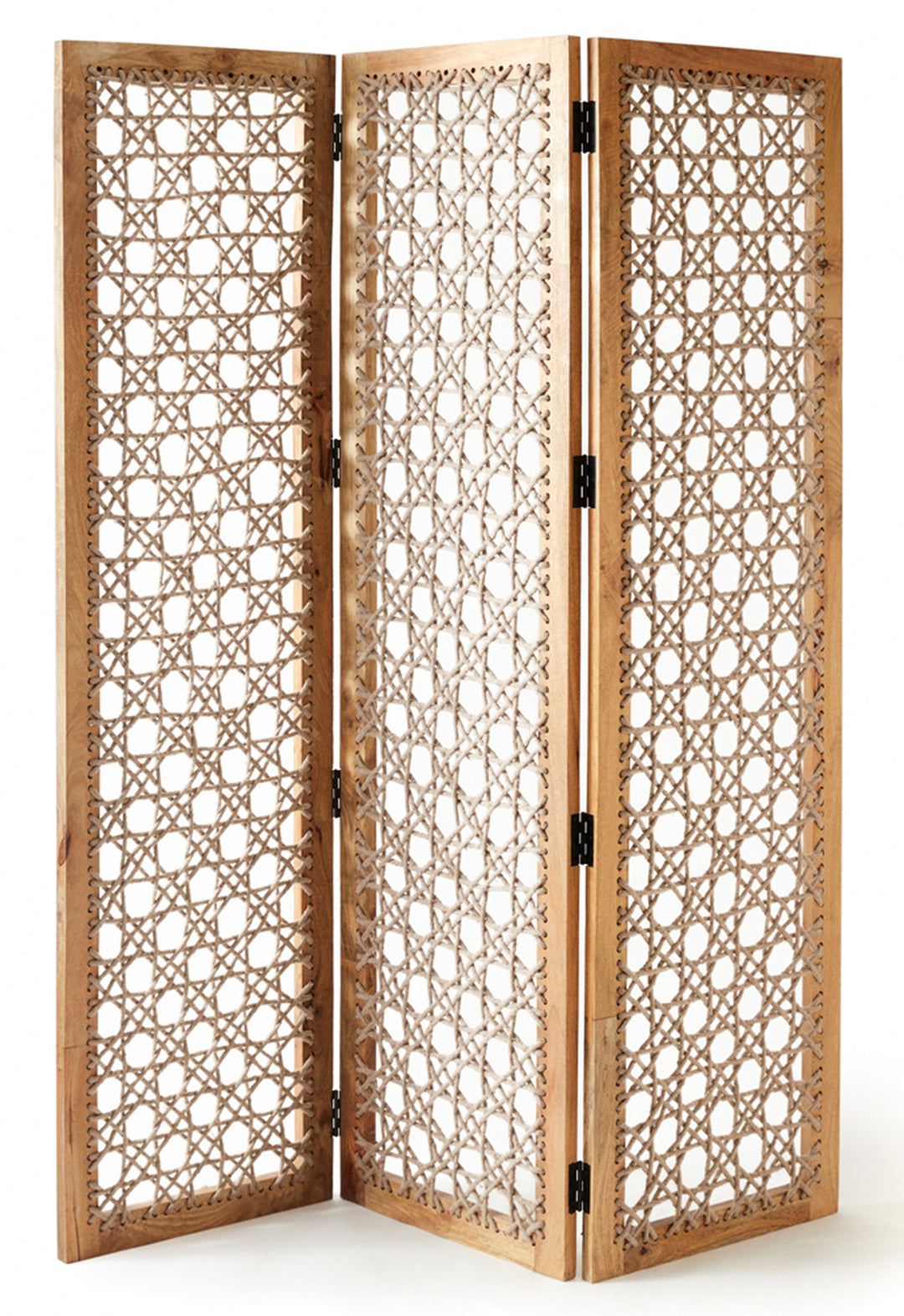 Vintage Folding Screen with Rope Panels