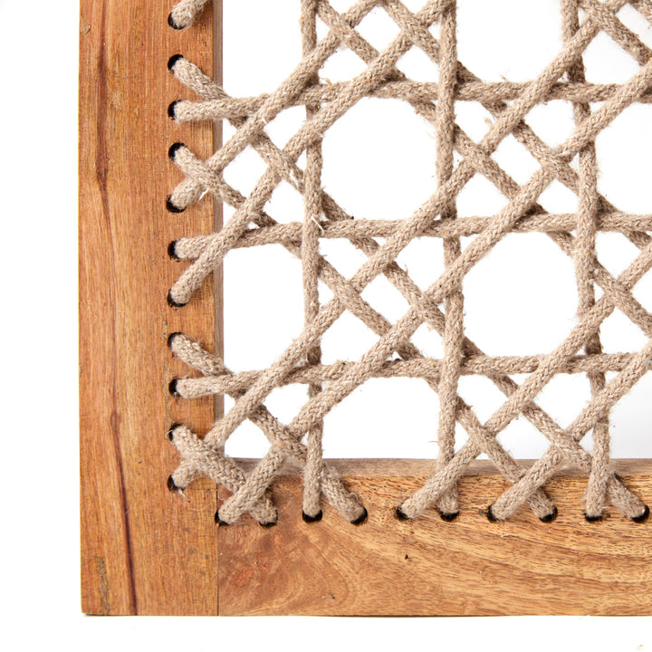 Vintage Folding Screen with Rope Panels