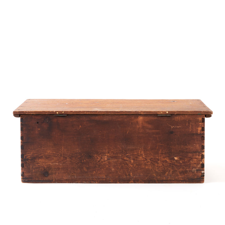 19th Century New England Sea Chest with Folk Art Painted Lid