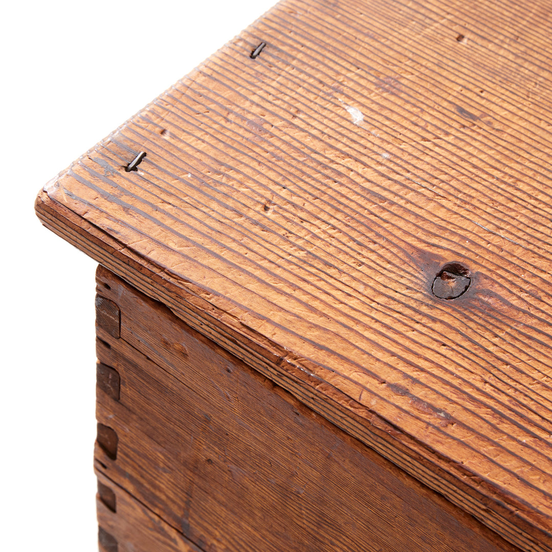19th Century New England Sea Chest with Folk Art Painted Lid