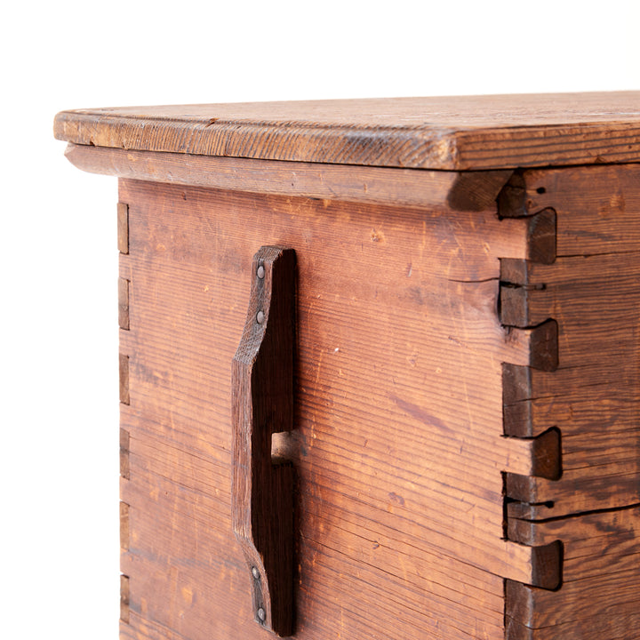 19th Century New England Sea Chest with Folk Art Painted Lid