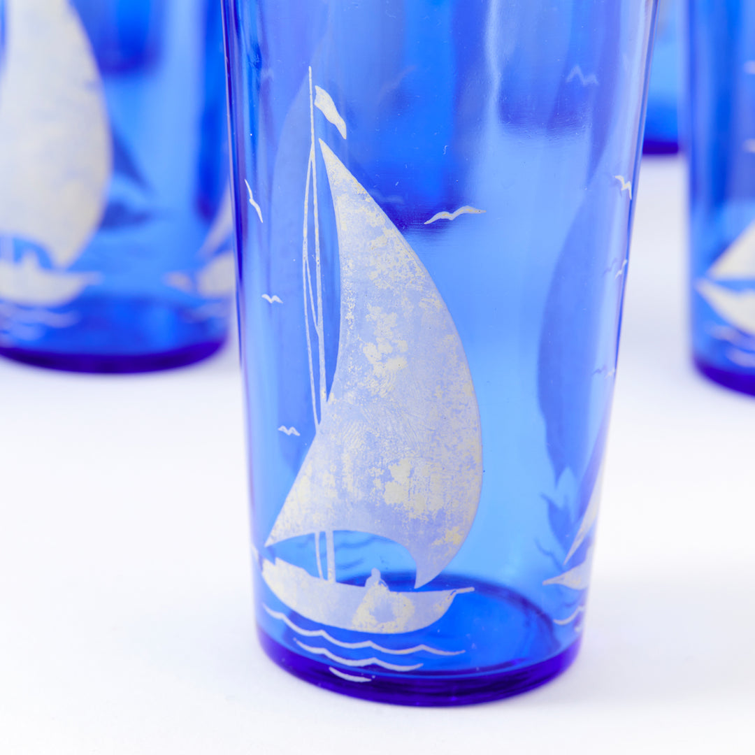 Vintage Set of Hazel-Atlas Sailboat Glassware
