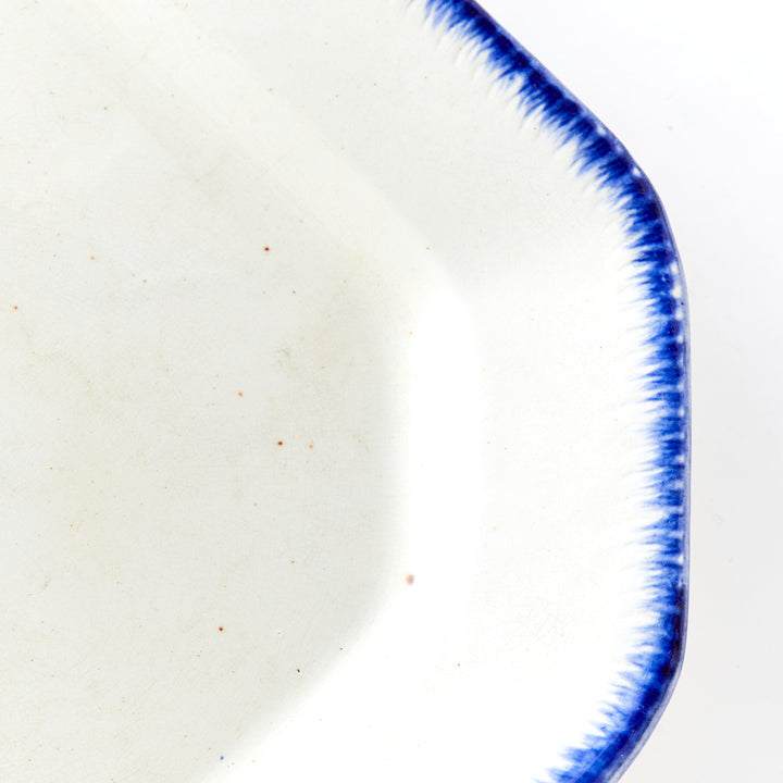 Antique Ironstone Serving Platter with Feather Edge